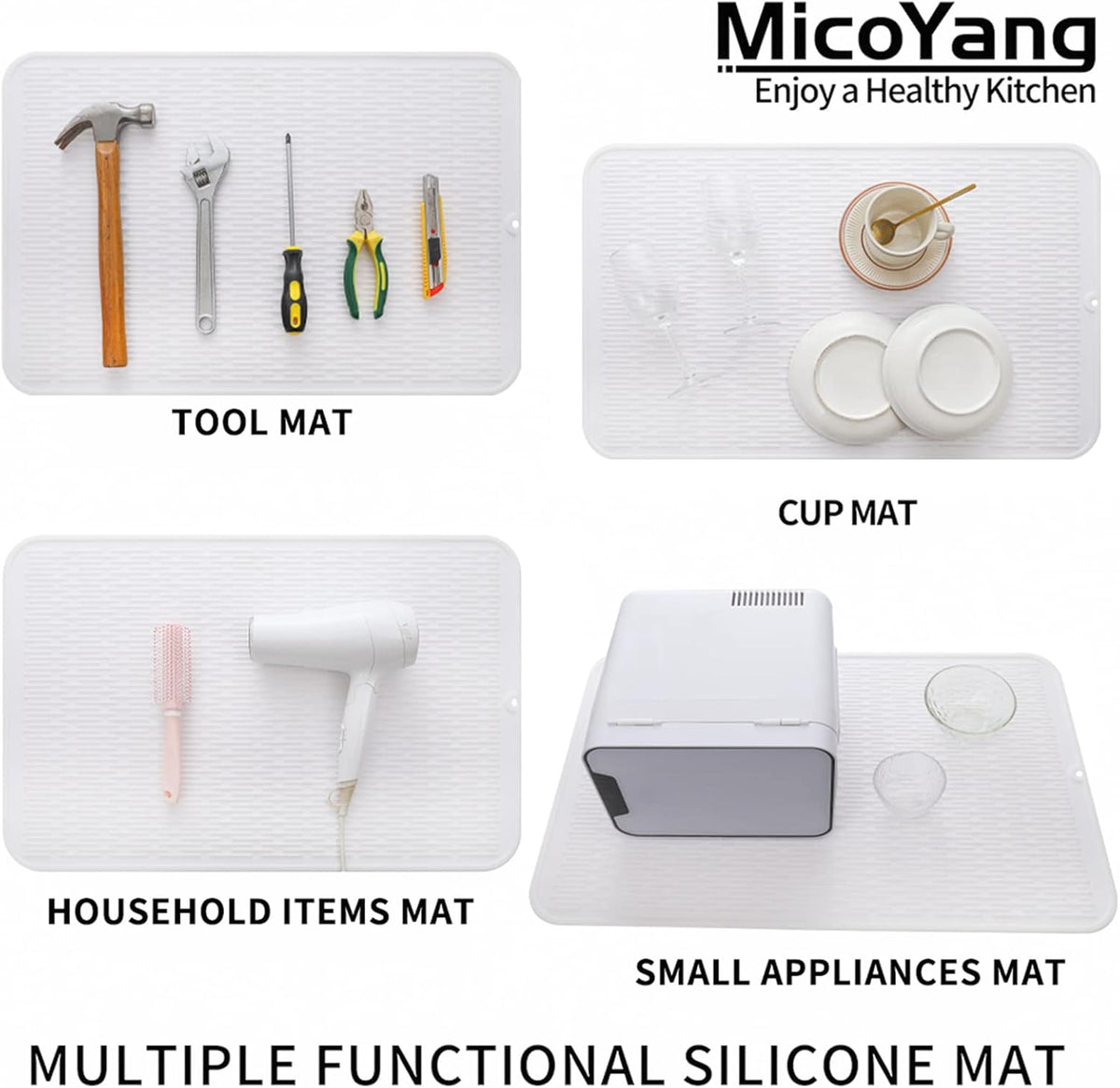 Silicone Dish Drying Mat for Multiple Usage,Easy clean,Eco-friendly,Heat-resistant Silicone Mat for