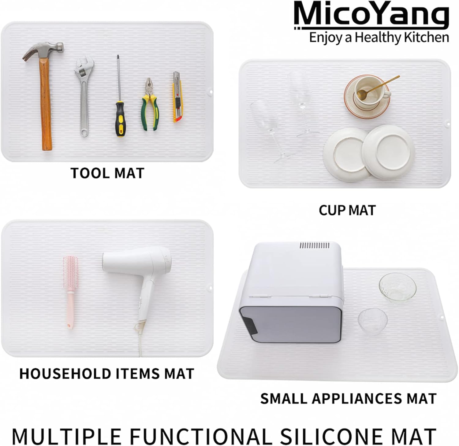 Silicone Dish Drying Mat for Multiple Usage,Easy clean,Eco-friendly,Heat-resistant Silicone Mat for