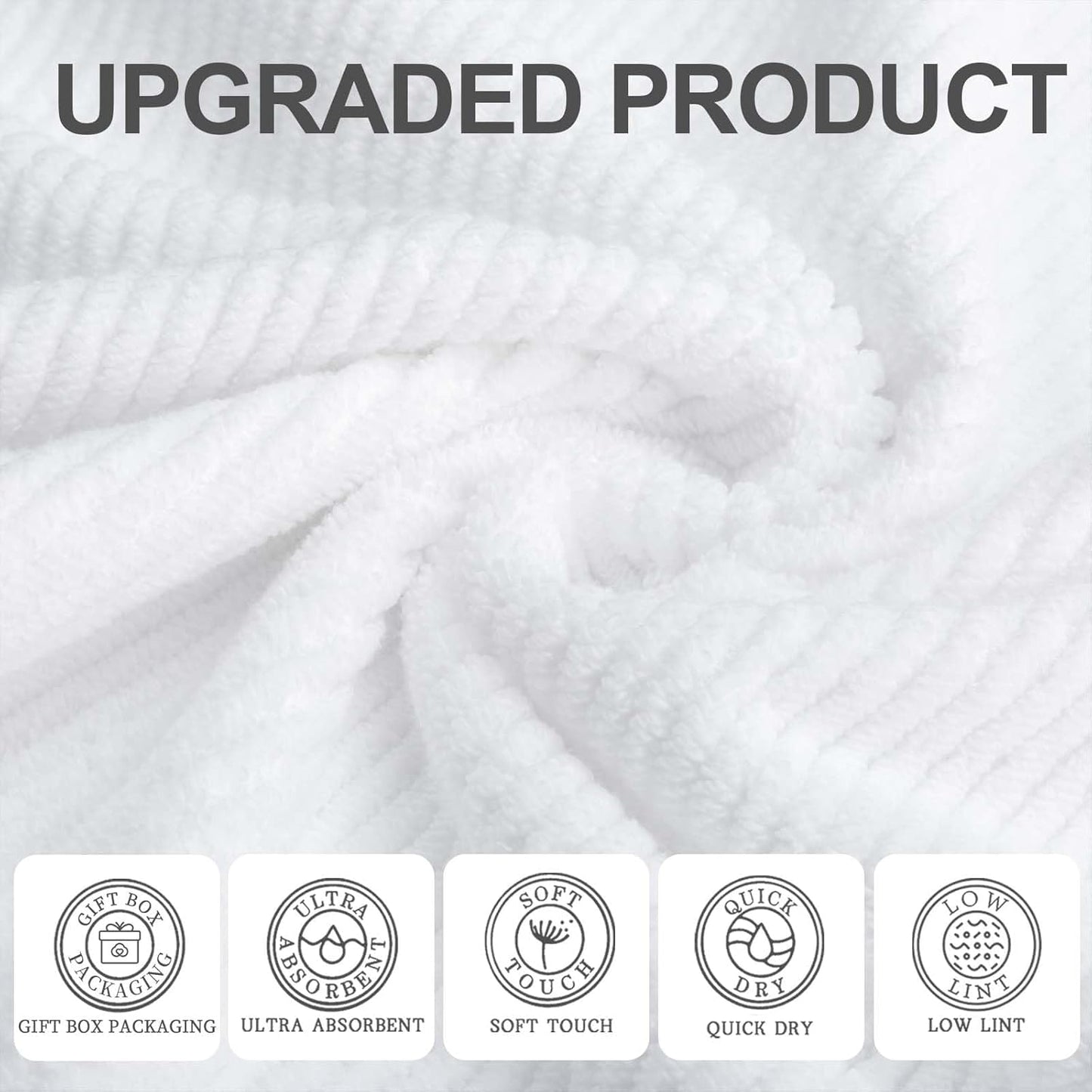 White Washcloths for Bathroom (6PC, 13"x13") - Cotton | Quick Dry | Lightweight | Thick | Soft |