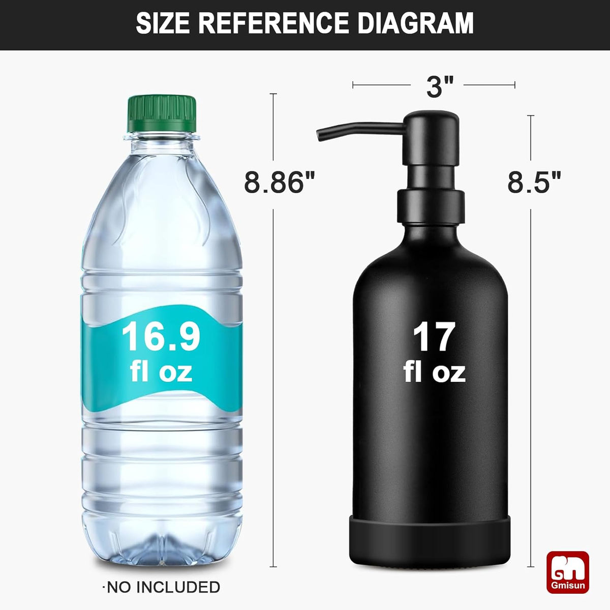 GMISUN Black Soap Dispenser with Silicone Sleeve Boot, 2 Pack Glass Bathroom Hand Soap Dispensers