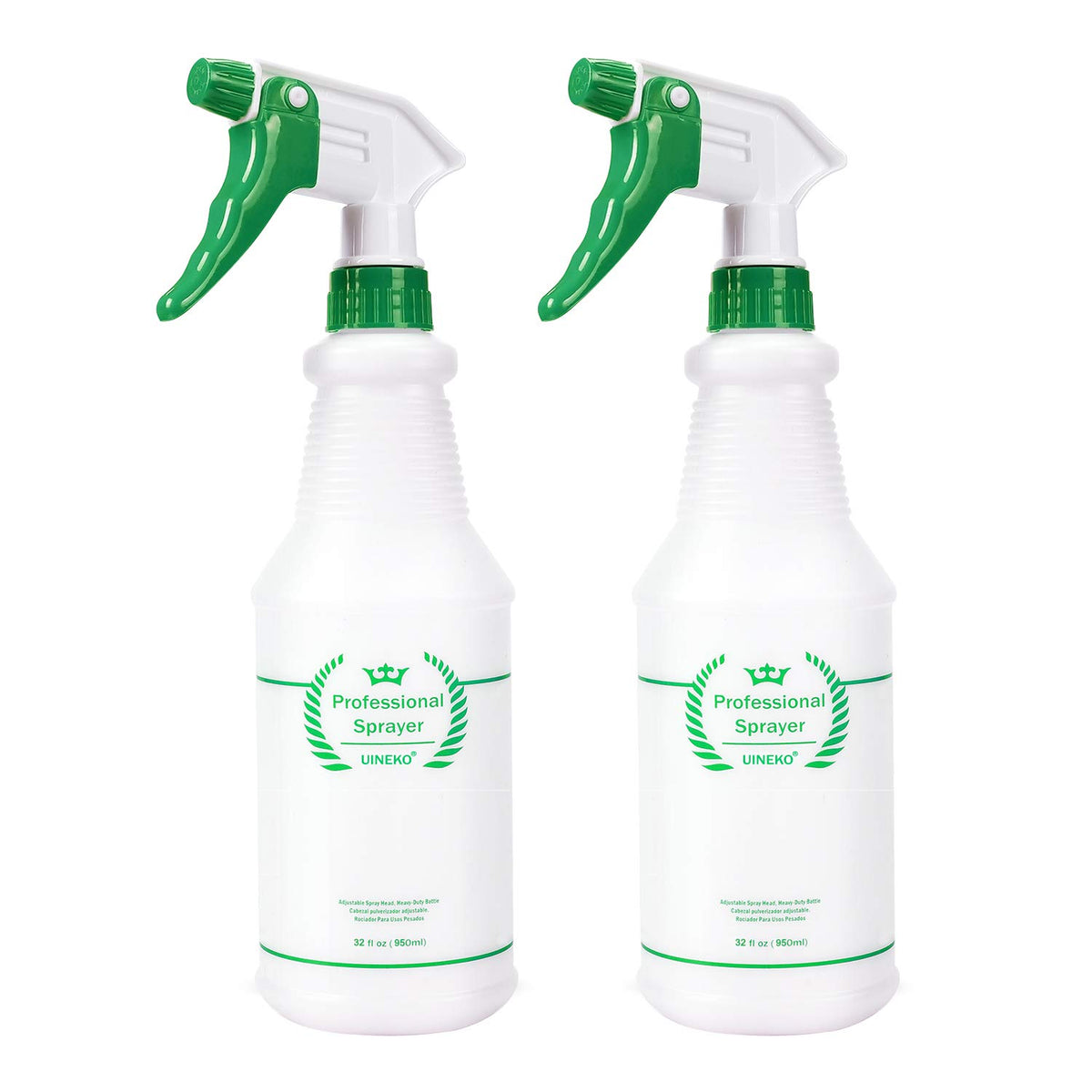 Plastic Spray Bottle 2 Pack, 32 Oz, All-Purpose Heavy Duty Spraying Bottles Leak Proof Mist Empty