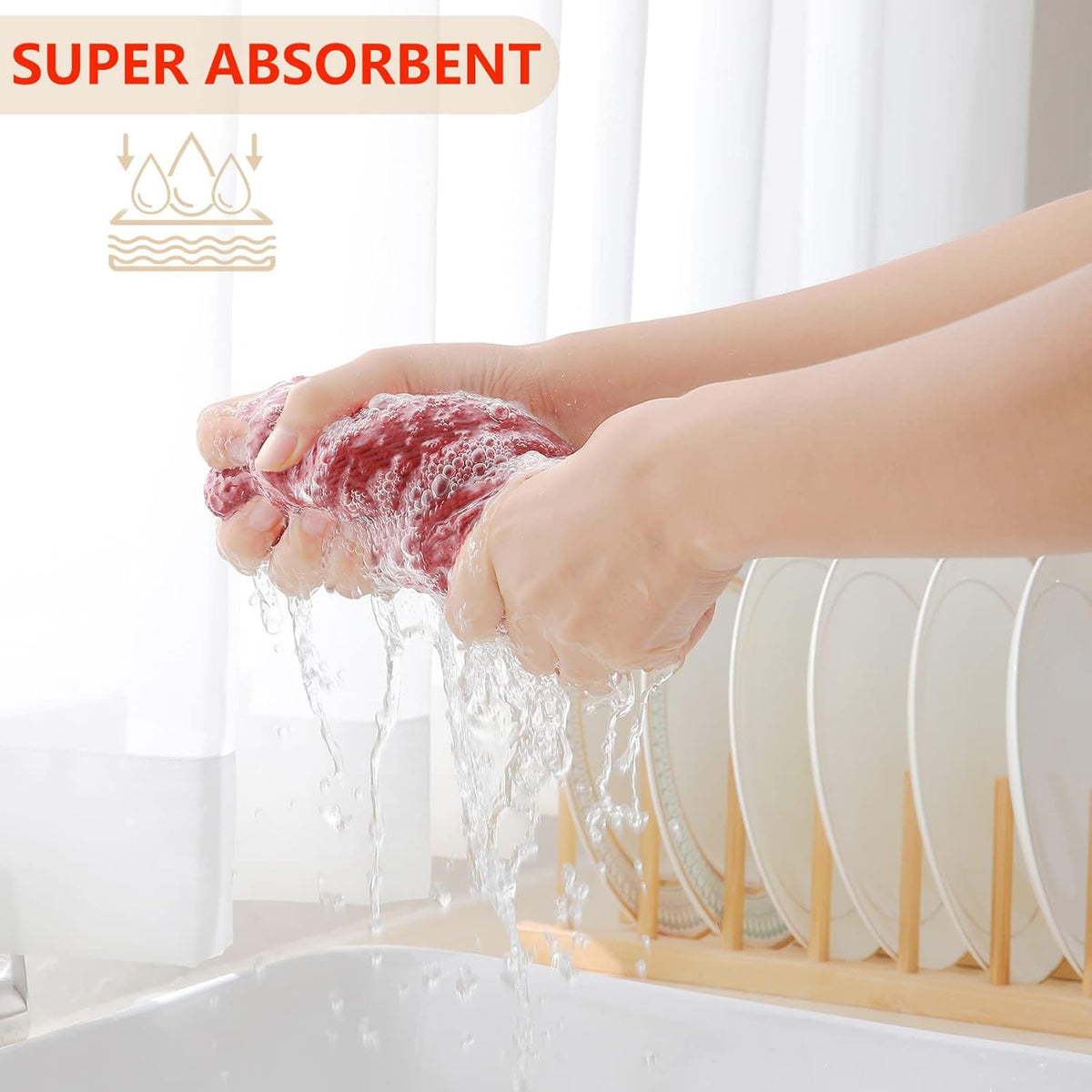 Homaxy 100% Cotton Waffle Weave Kitchen Dish Towels, Ultra Soft Absorbent Quick Drying Cleaning