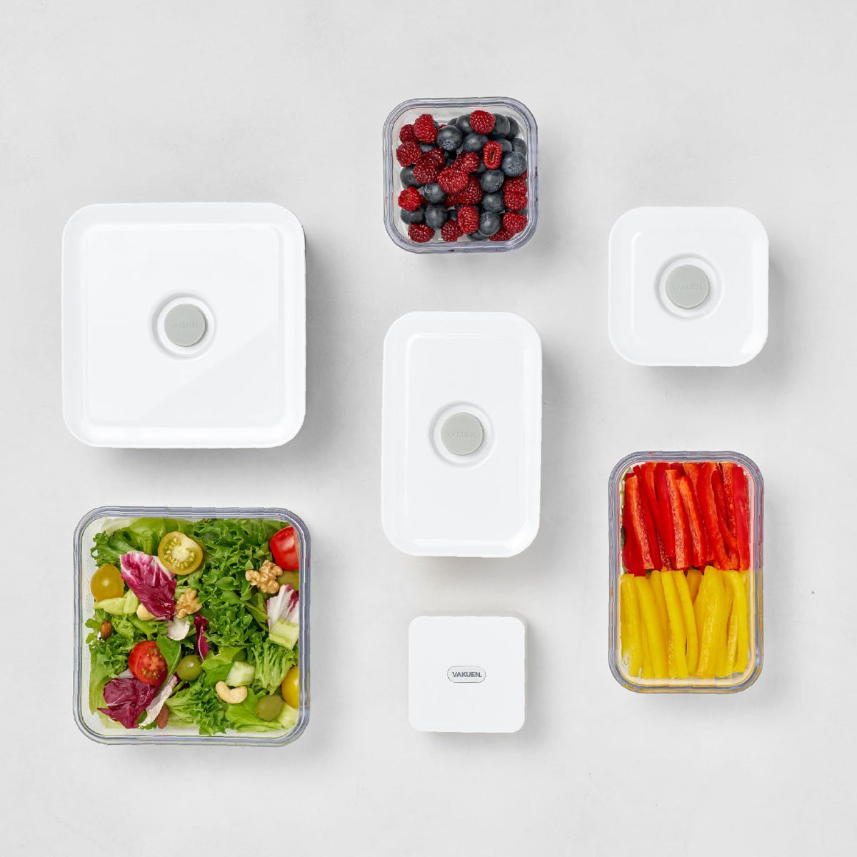 VAKUEN Premium Airtight Food Storage Containers, Rectangular 2PC-SET(2.11qt), Smart One-Click Seal