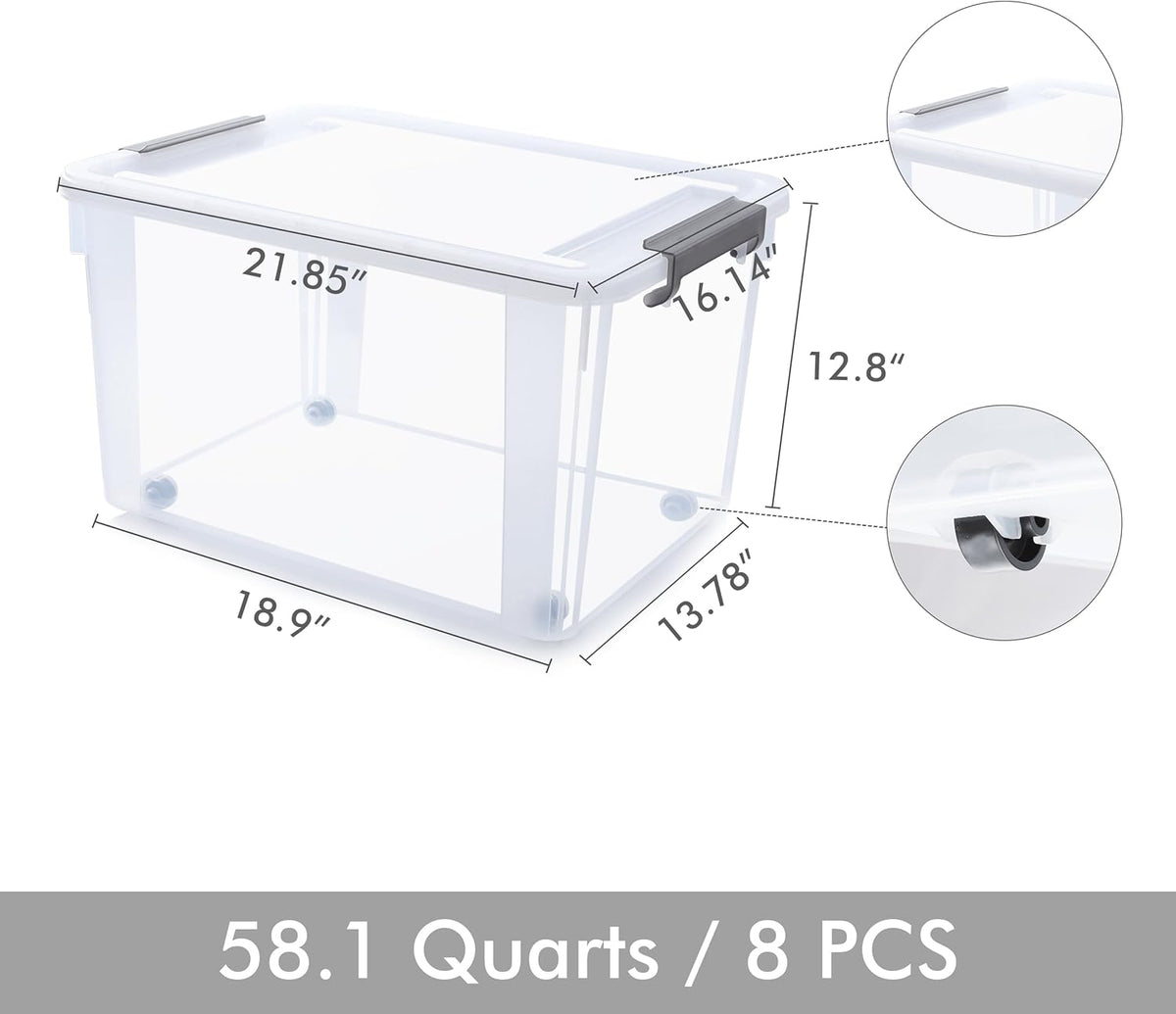 Citylife 58.1 QT Plastic Storage Bins with Latching Lids Stackable Storage Containers for