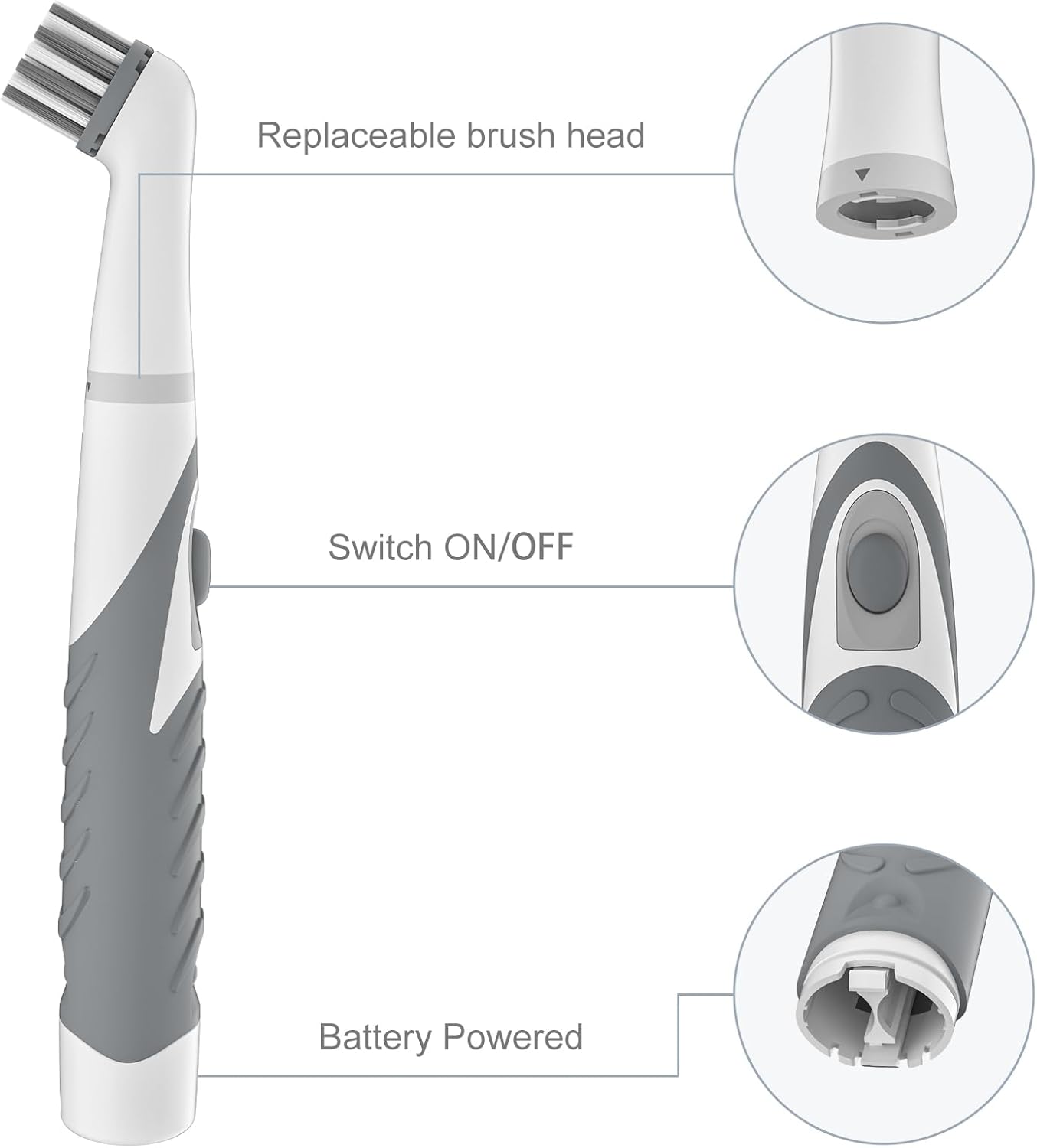 Electric Cleaning Brush with 4 in 1 Multiple Brush Heads,Indoor Household Cordless Motorized Brush