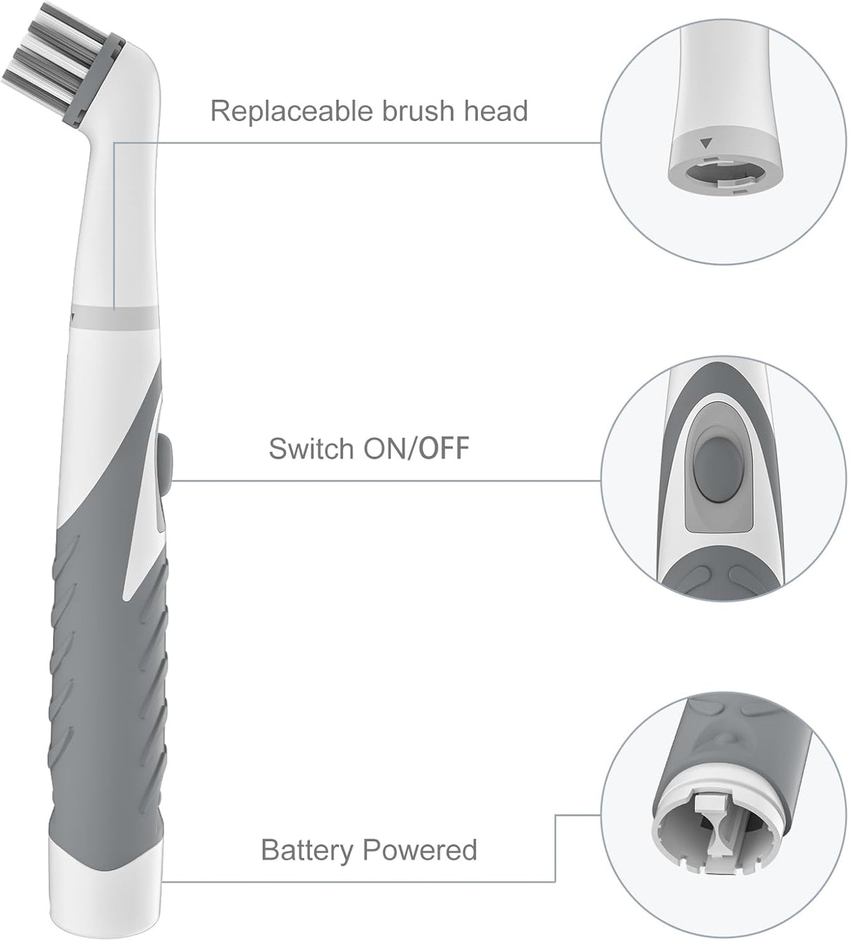 Electric Cleaning Brush with 4 in 1 Multiple Brush Heads,Indoor Household Cordless Motorized Brush