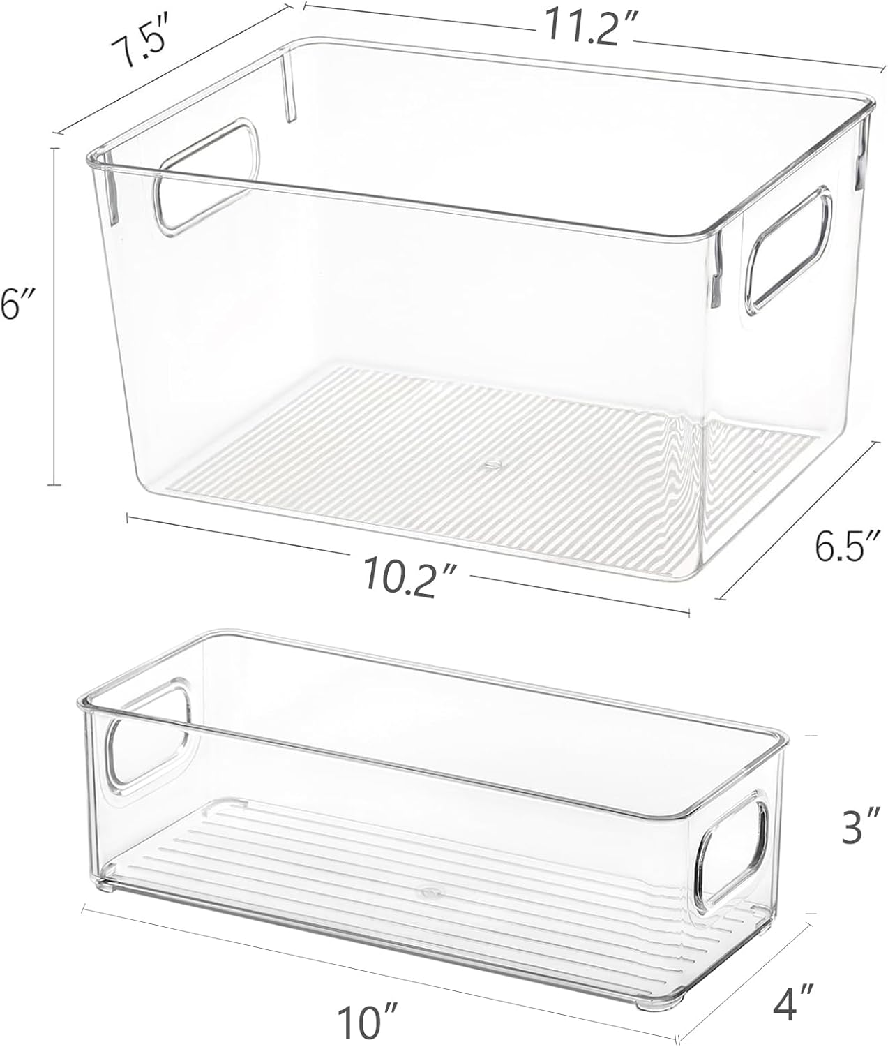 Set Of 8 Clear Pantry Organizers Bin, 4 Large and 4 Small Stackable Organizing Bins for Pantry