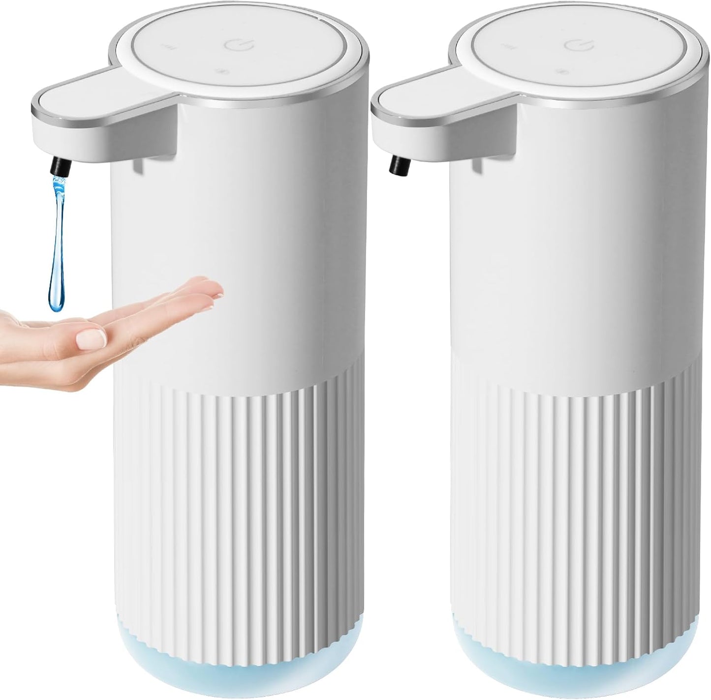Automatic Soap Dispenser, 2 Pack White Touchless Liquid Soap Dispenser for Bathroom, 13.5 Fl Oz