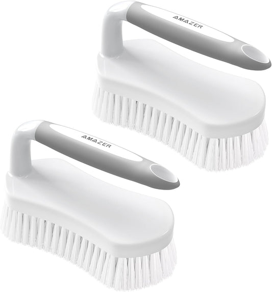 Amazer Scrub Brush for Cleaning Comfort Grip Shower Scrubber Flexible Stiff Bristles with Handle
