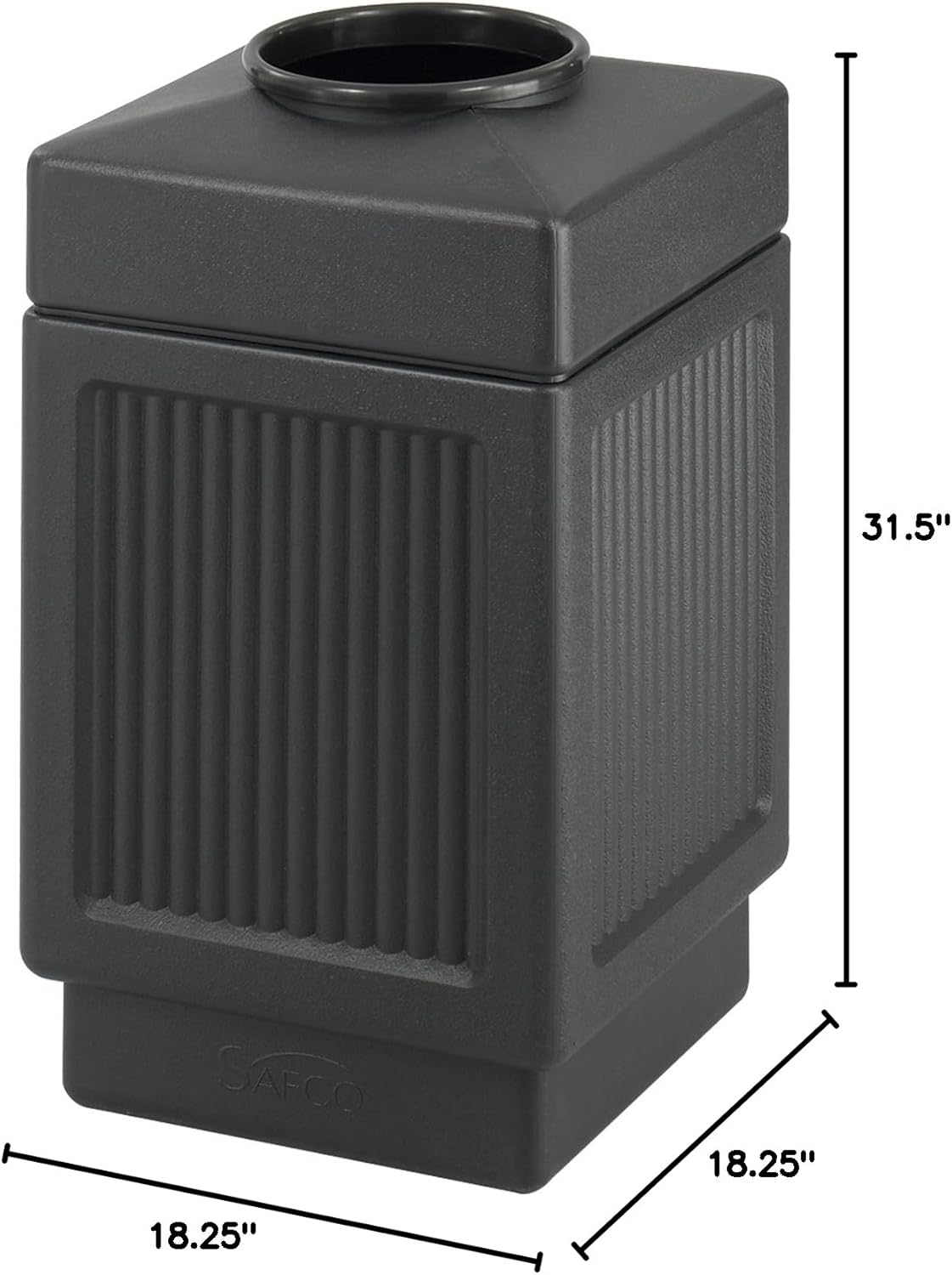Safco Canmeleon Trash Can, 38 Gallons, Indoor and Outdoor Use, Open Top, Durable &