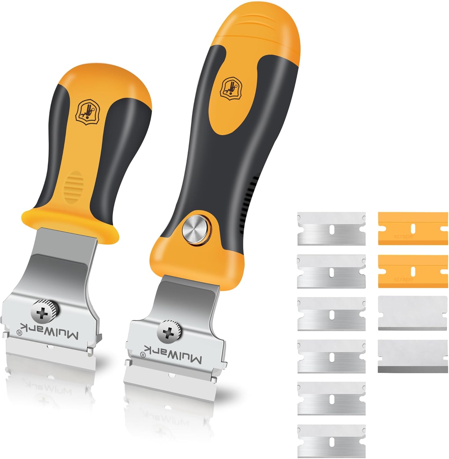 MulWark Razor Blade Scraper | 2 Handles Razor Scraper Set With Extra 12pcs Blades Heavy Duty Paint