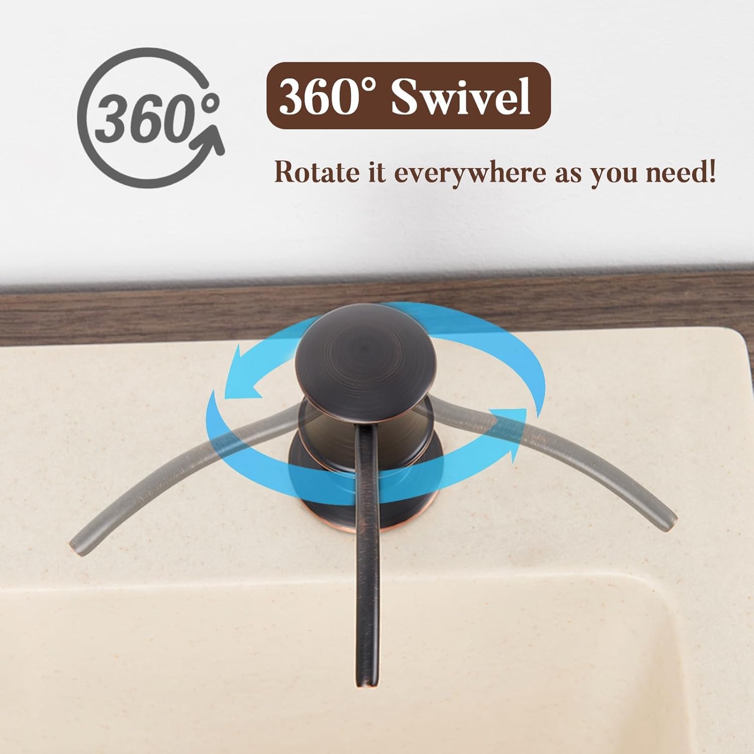 Built in Soap Dispenser for Kitchen Sink Countertop, Solid Brass Pump Head Long Spout with 10.2