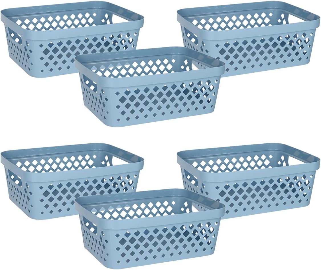 Glad Plastic Storage Basket Set, Value Pack of 6 | Open Storage Bins for Shelves, Bathroom, Pantry