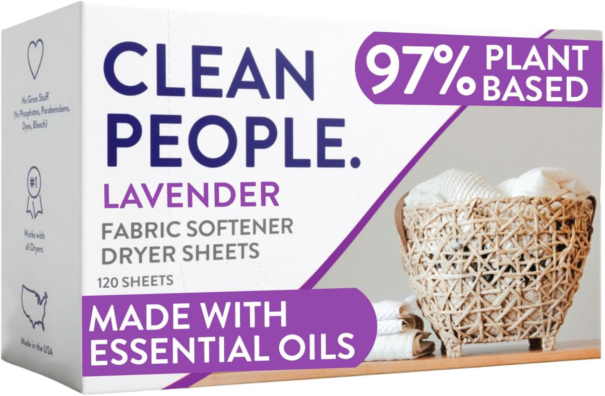 The Clean People Fabric Softener Sheets - Dryer Sheets - Softens & Removes Static - Vegan Laundry