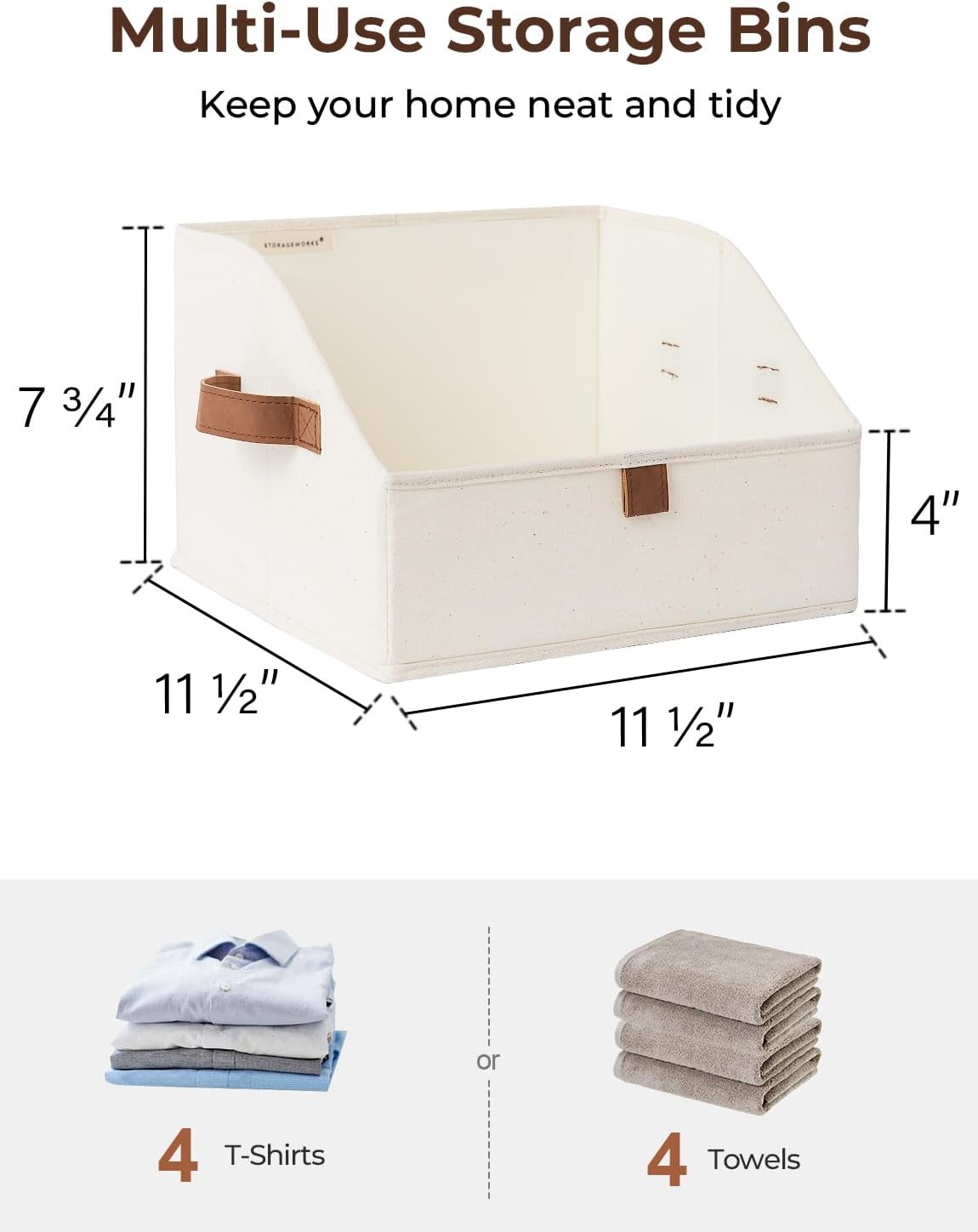 StorageWorks Closet Storage Bins, Trapezoid Organizer Box for Shelves, Fabric Clothes Bin, Foldable