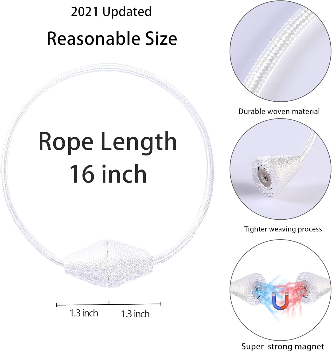 2 PCS Magnetic Curtain Tiebacks, European Style Convenient Drape Tie Backs Holdbacks for Thin or