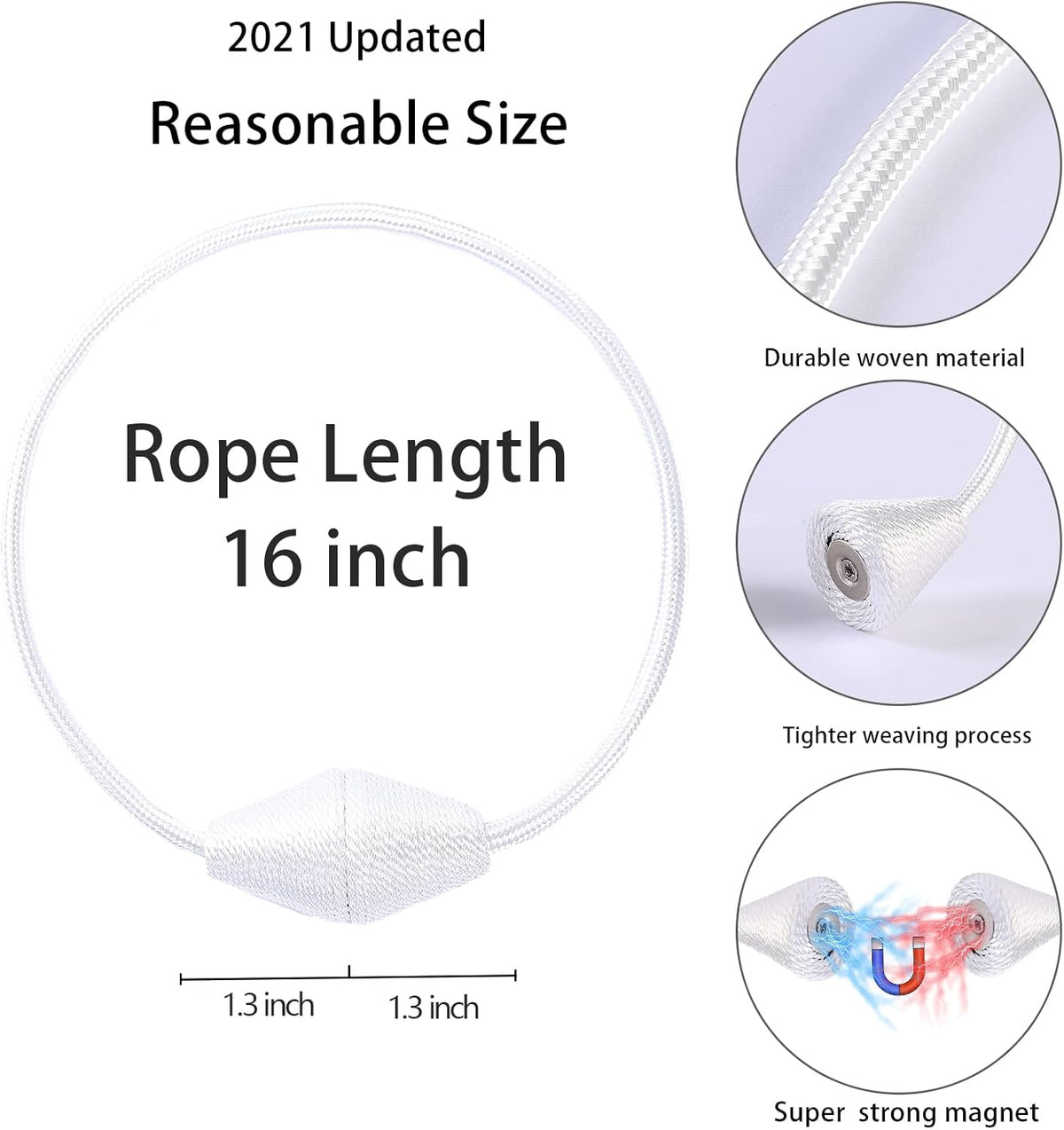 2 PCS Magnetic Curtain Tiebacks, European Style Convenient Drape Tie Backs Holdbacks for Thin or