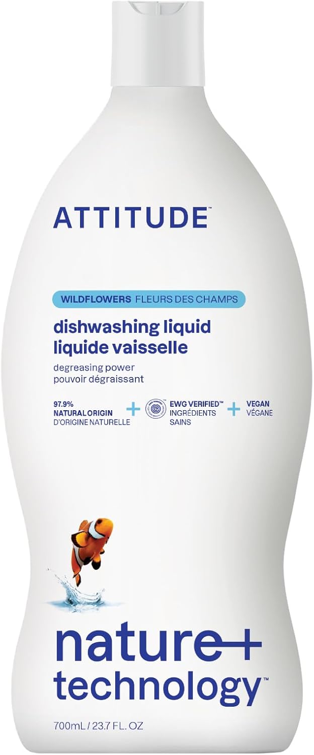 ATTITUDE Dish Soap, EWG Verified, Plant-Based & Vegan Dishwashing Liquid, Naturally Derived