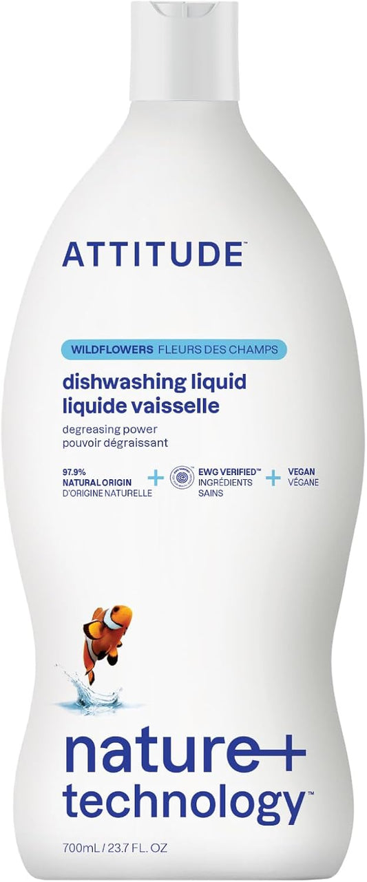 ATTITUDE Dish Soap, EWG Verified, Plant-Based & Vegan Dishwashing Liquid, Naturally Derived