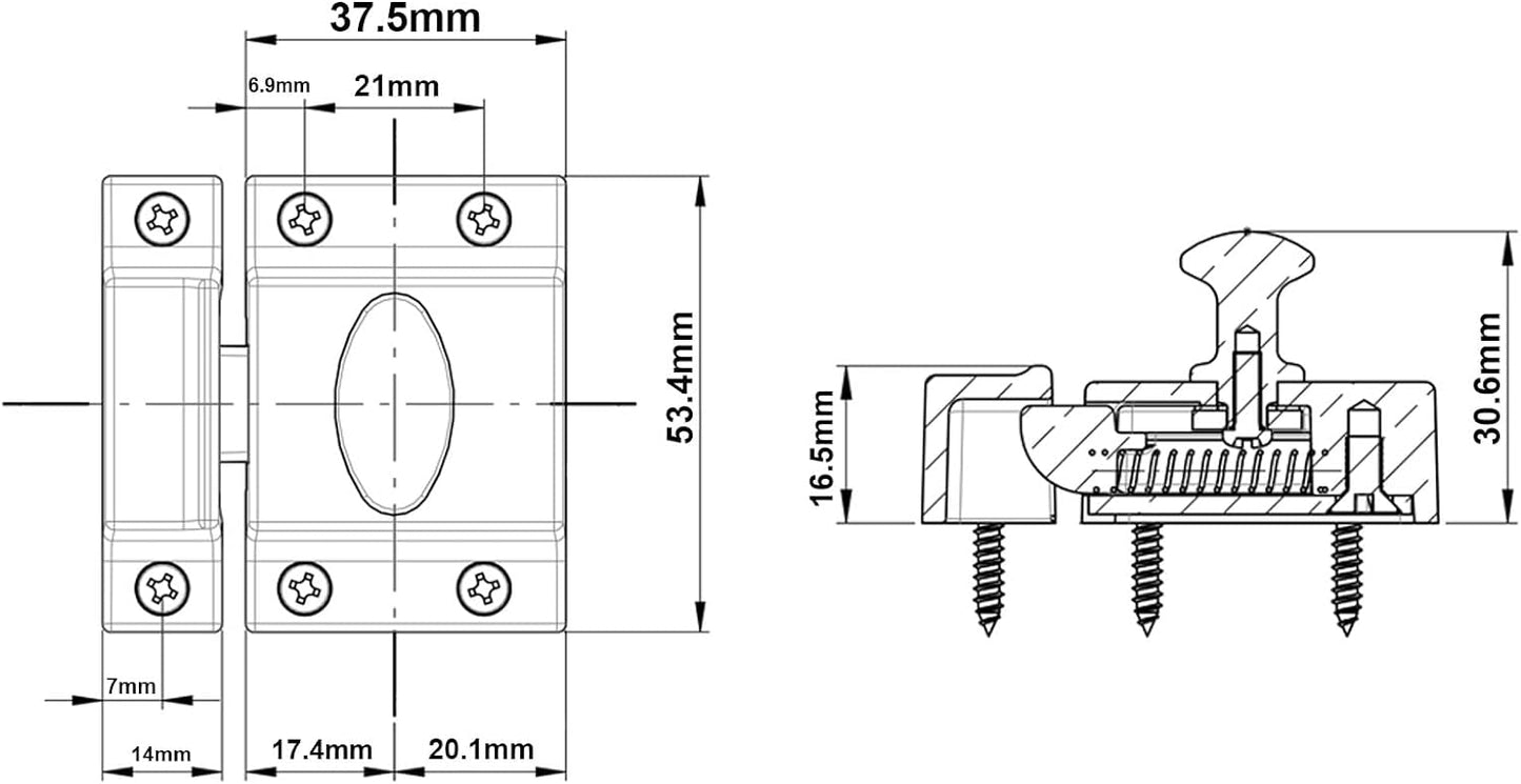 QCAA Traditional Large Oval Turn Cabinet Latch, Solid Brass, 2", for Cupboard & Other Furniture