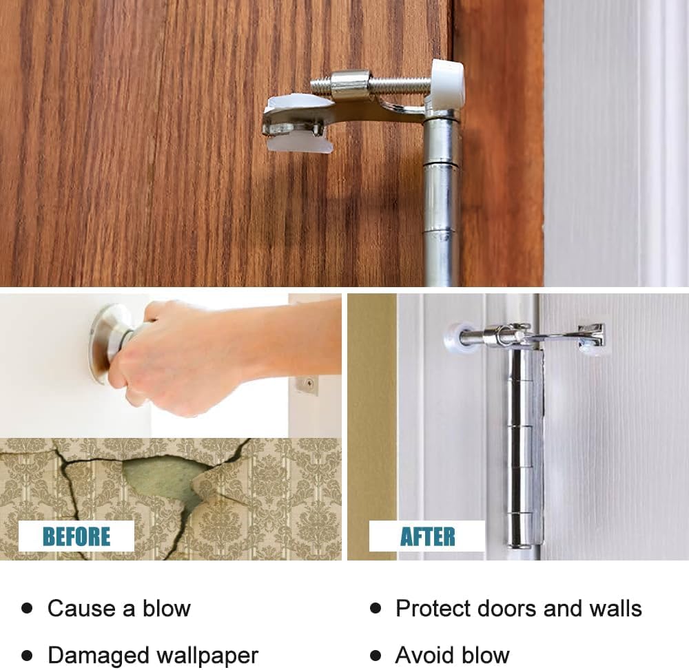 20 Pack Hinge Pin Brushed Nickel Door Stopper, Adjustable Heavy Duty Hinge Pin Door Stop with