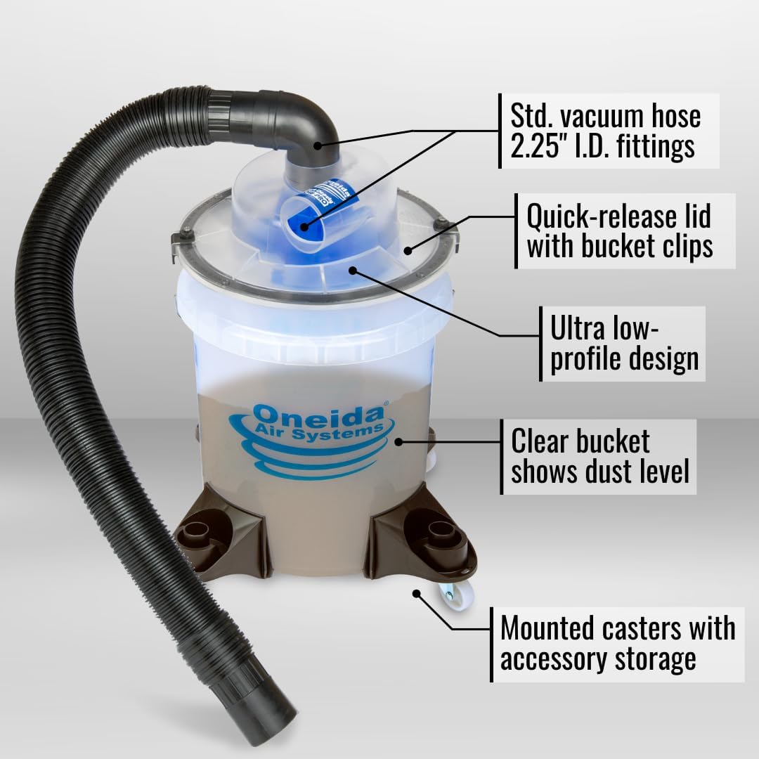 Oneida Dust Deputy Low-Pro Deluxe Lid Dust Separator Kit with Clear 5-Gallon Dust Collection