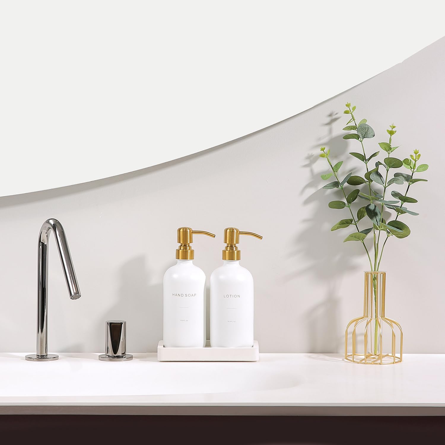 Gold Soap Dispenser Bathroom Set, Hand and Lotion Dispenser with Stainless Steel Pump, Perfect for