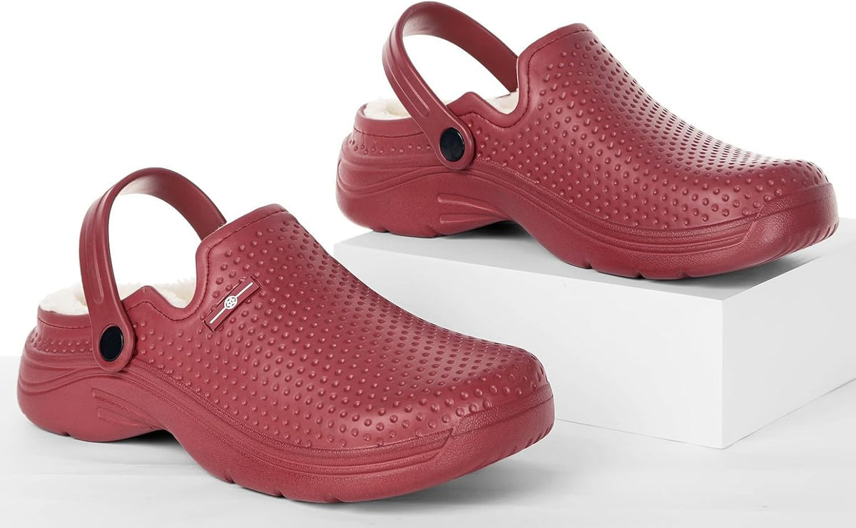 Womens Mens Fur Lined Clogs Waterproof Garden Shoes Winter Warm Fleece Lining Fuzzy House Home