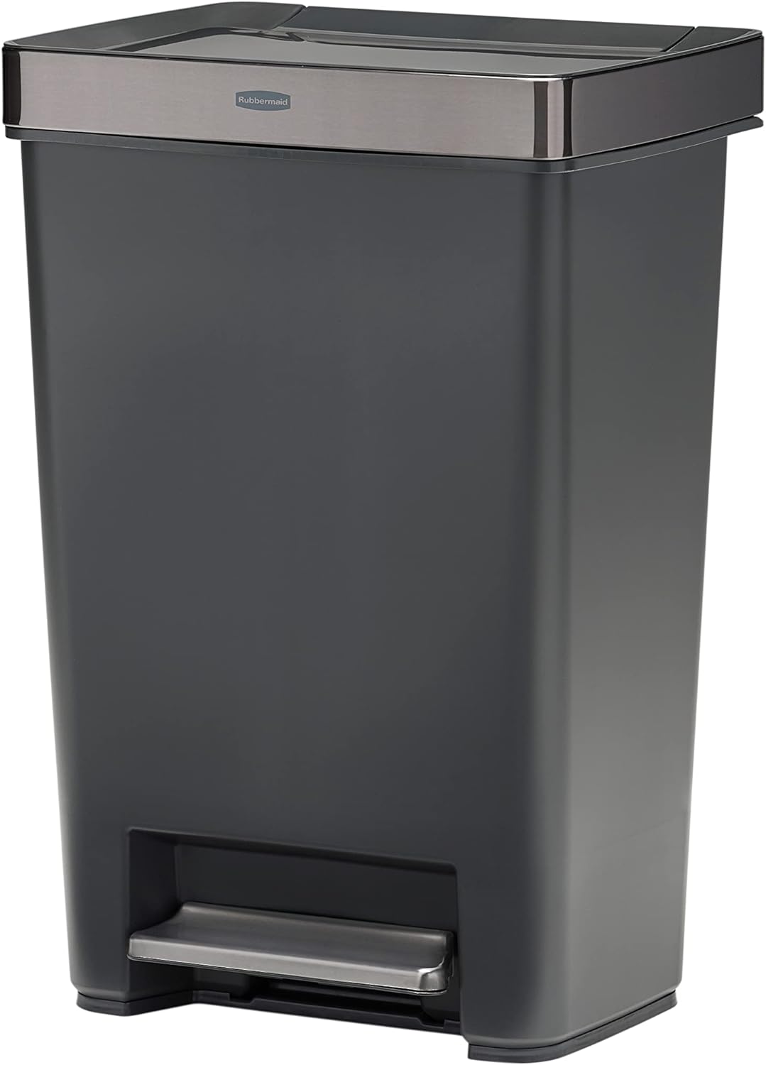 Rubbermaid Premier Series IV Step-On Trash Can for Home and Kitchen, 12.4 Gallon, Stainless Steel