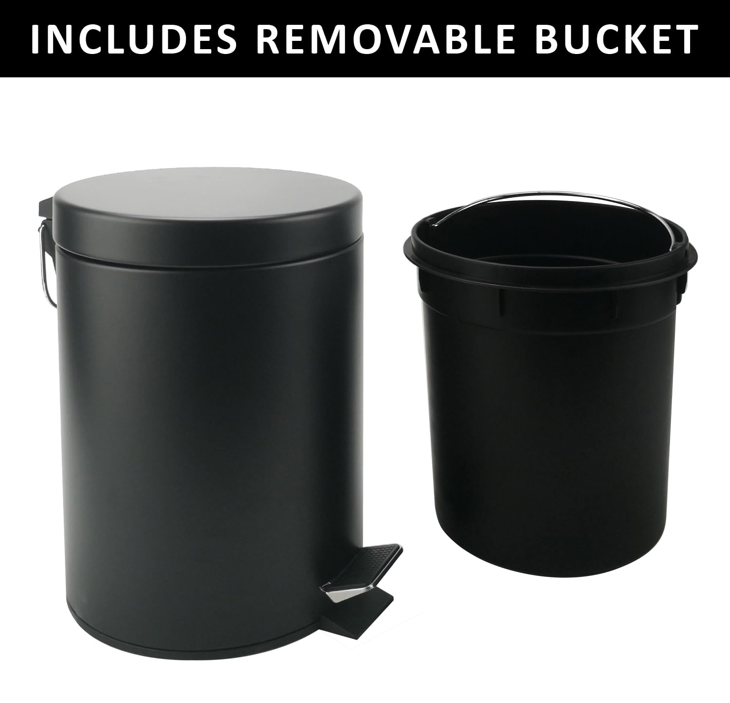 Stainless Steel Small Trash Can with Lid & Step Pedal - 5 Liters/1.3 Gallon Soft Close Waste Basket