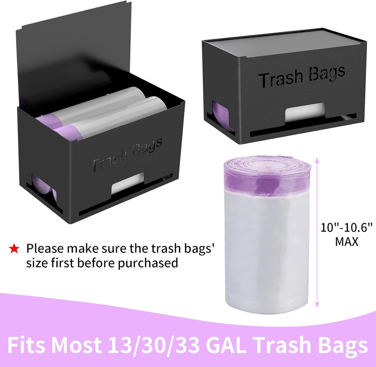 2-Pack Trash Bag Holder Dispenser, Stackable Garbage Bag Dispenser, Extra Large Trash Organizer for