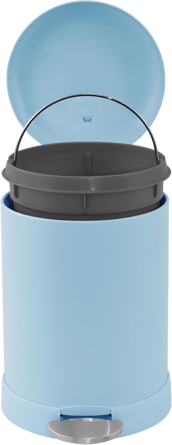 Glad Small Trash Can, 1.2 Gallon | Round Stainless Steel Garbage Bin with Soft Close Lid & Step