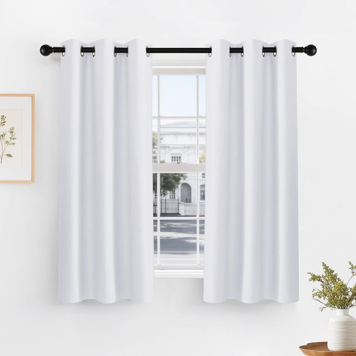 PONY DANCE Curtains White Short - Home Decor Panels Elegant Chrome Window Treatments Match with