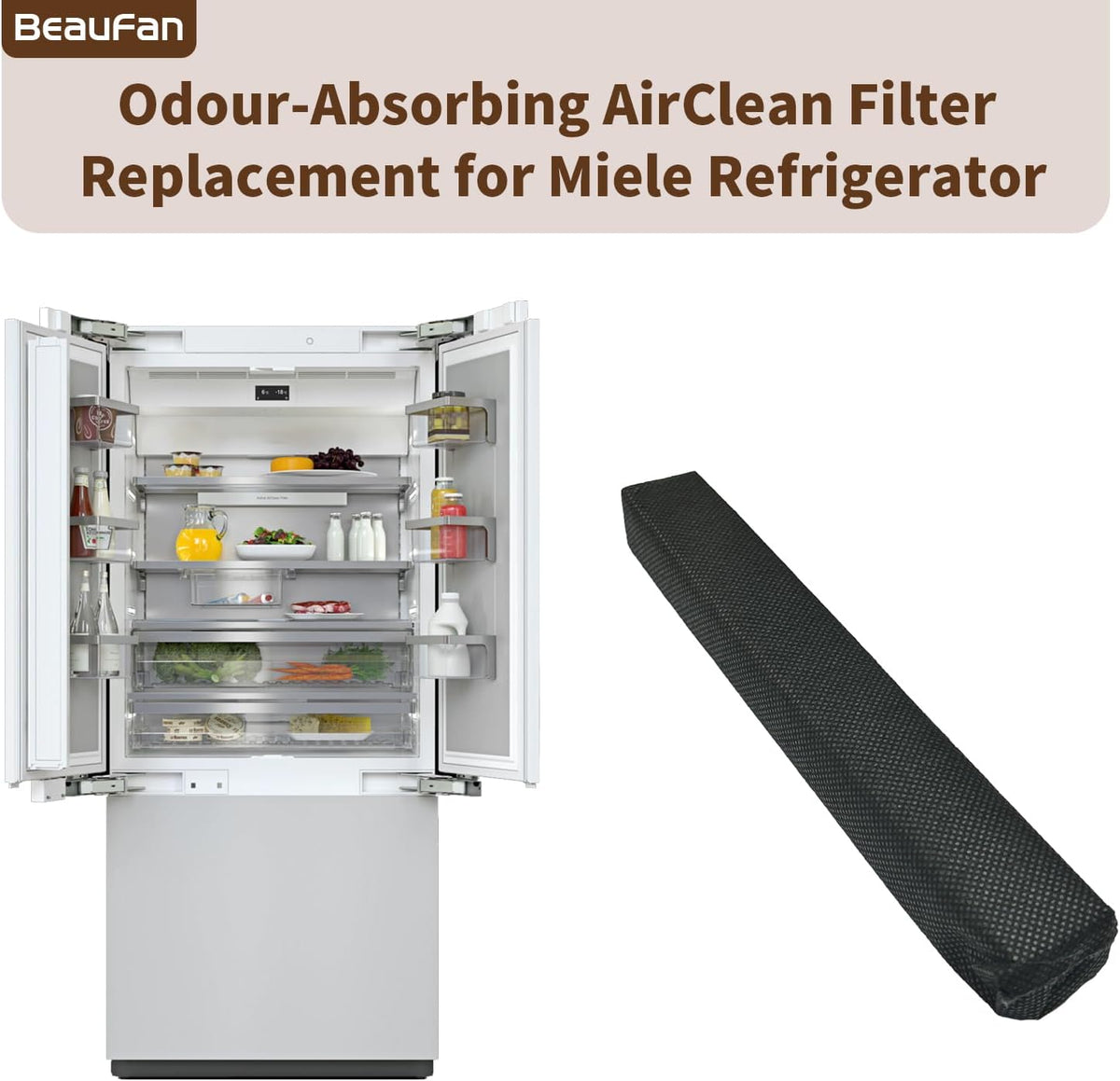 4 Pack Active Airclean Filter 7236280 Replacement for Miele Refrigerator, Odor Eliminator