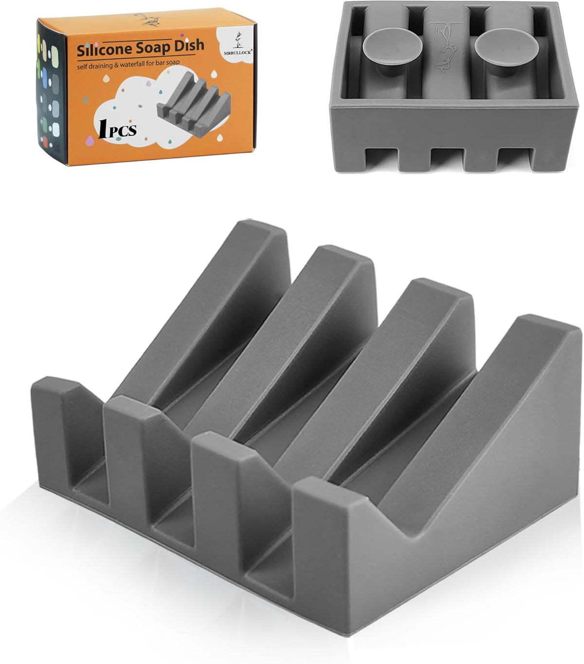 Silicone Soap Dish for Bar Soap Holder for Shower Bathroom Self Draining Waterfall Drying Tray Keep