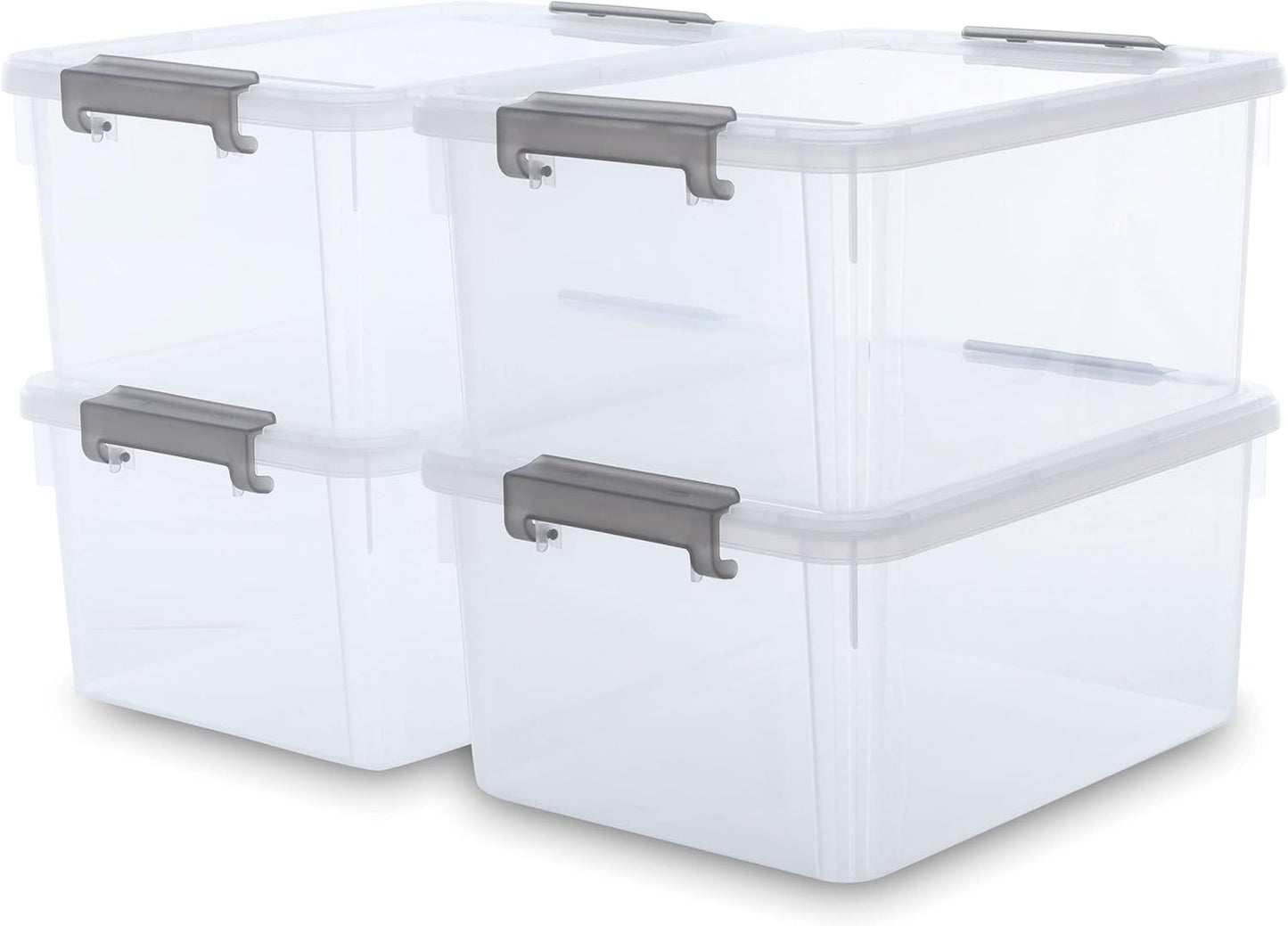 Citylife 17 QT Plastic Storage Bins with Latching Lids Stackable Storage Containers for Organizing