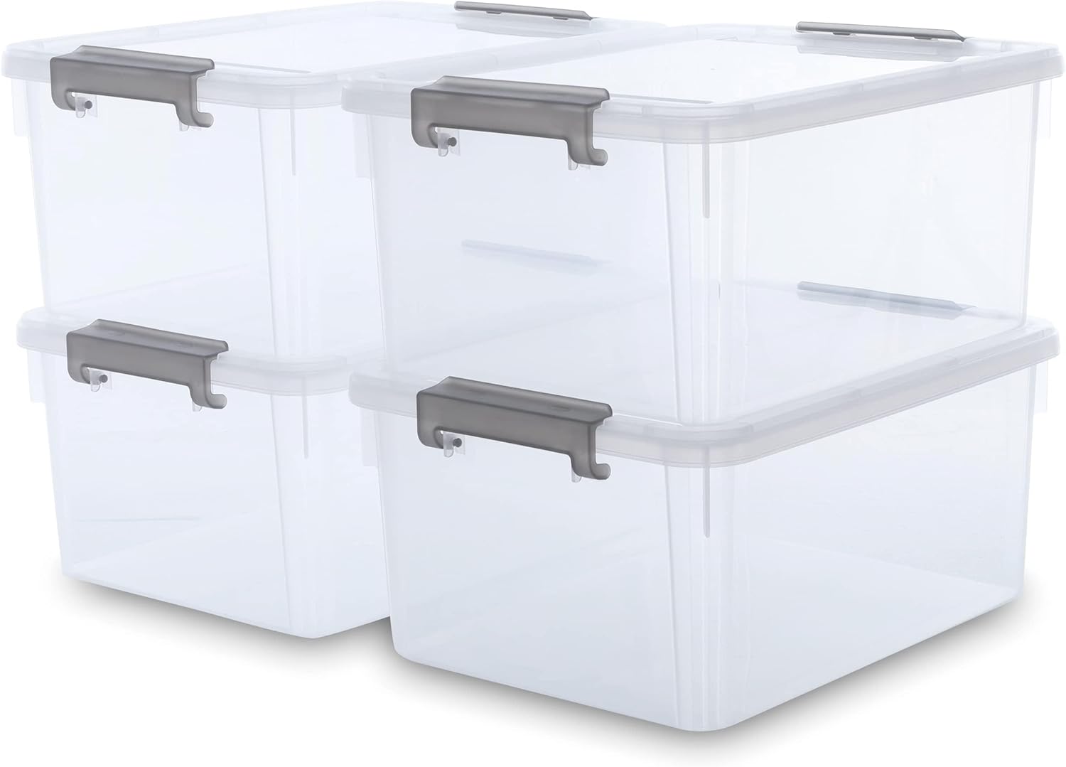 Citylife 17 QT Plastic Storage Bins with Latching Lids Stackable Storage Containers for Organizing
