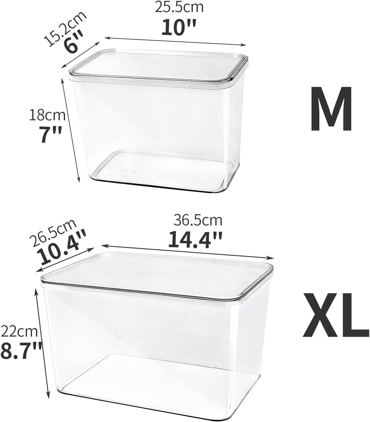 Lidded Plastic Storage Bins Set Clear Desk Basket Box Organizer Kitchen Container Clothes Laundry