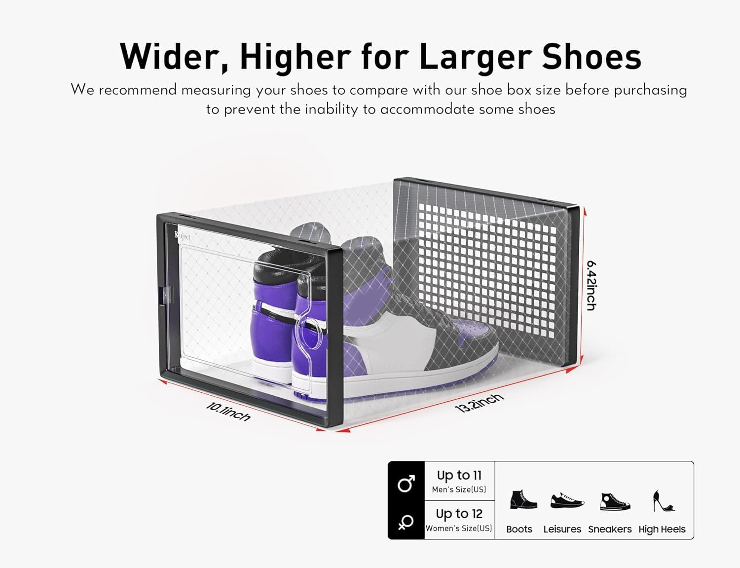 Kuject X-Large Shoe Storage Boxes Organizers Clear Plastic Stackable 12 Pack, Shoe Rack & Holder