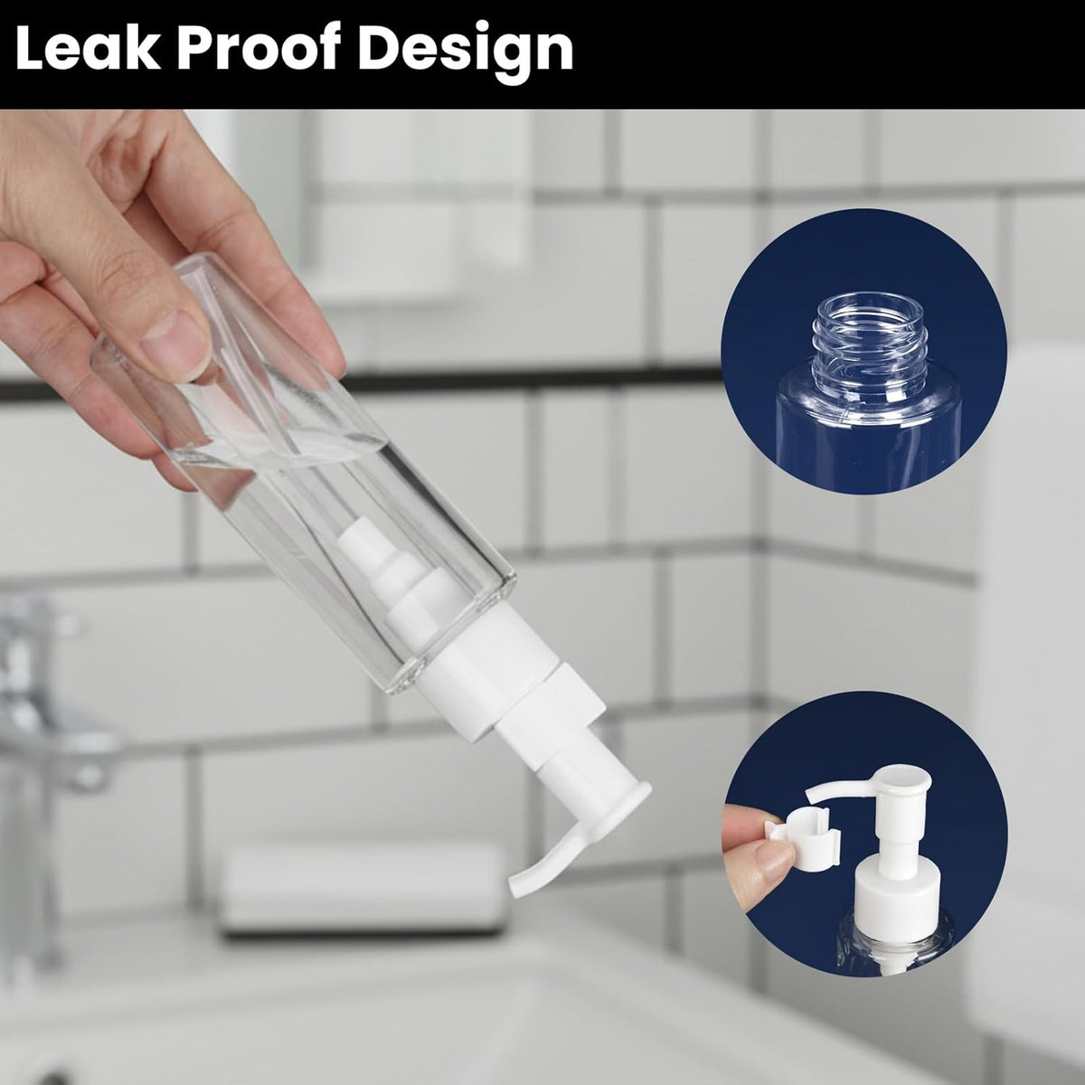 7 Pack 3.4 Oz/100ml Travel Pump Bottle TSA Approved Empty Plastic Pump Bottles Dispenser Portable