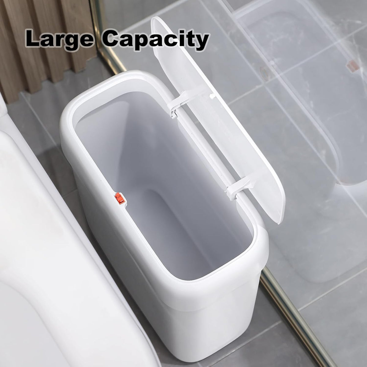funest Bathroom Small Trash Can with Lid,10L / 2.7 Gallon Slim Garbage Bin Wastebasket with Press