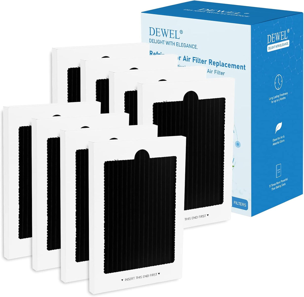 Refrigerator Air Filter Replacement 8 Pack, Carbon Activated Air Filter Compatible with Frigidaire
