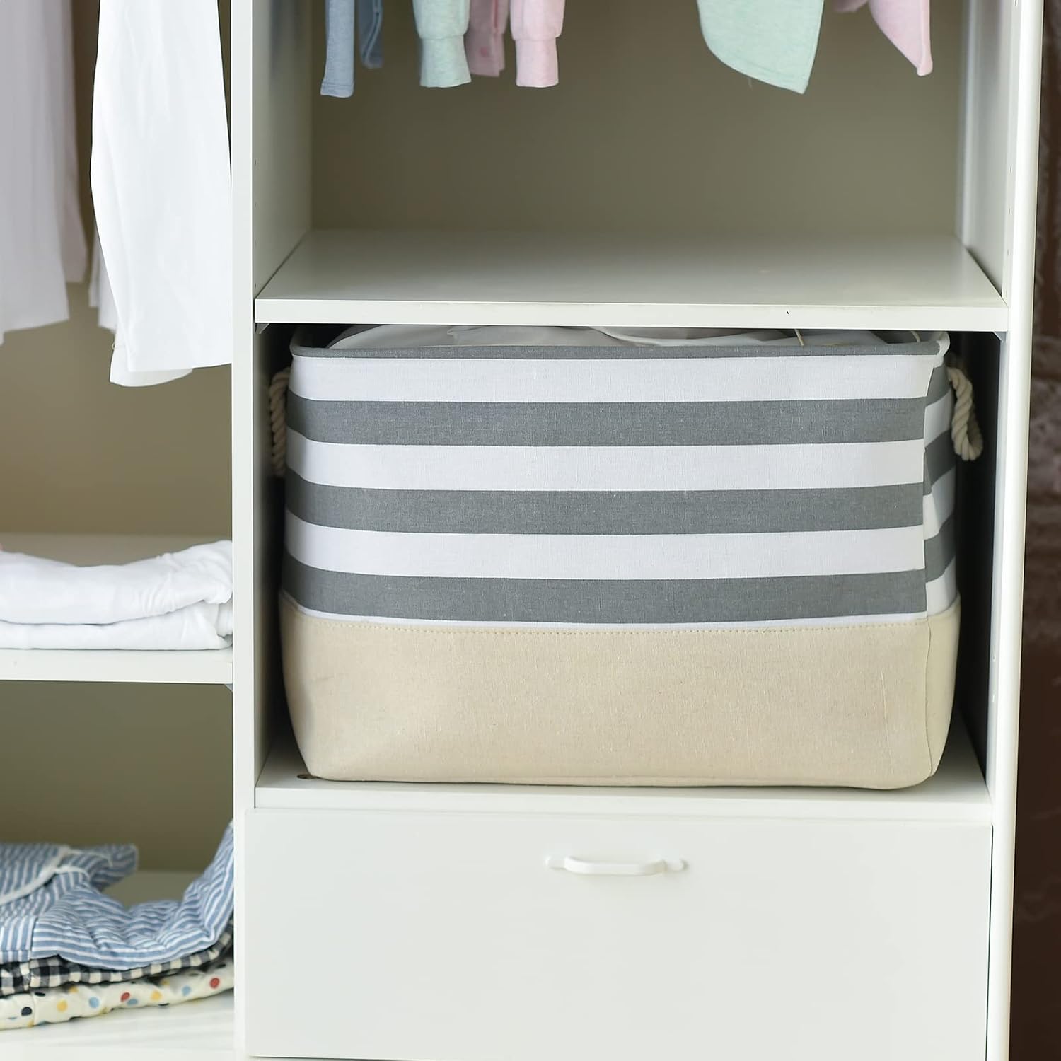 TheWarmHome Jumbo Storage Bins Baskets, Sturdy Fabric Organizing Basket W/Handles, Decorative