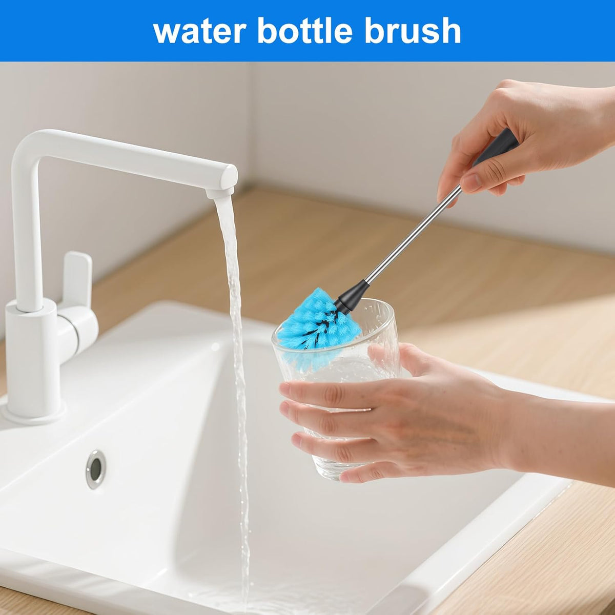 Water Bottle Brush, 15-inch Long, Bottle Brush Cleaner, Bottle Scrubber, Kitchen Scrub Brush