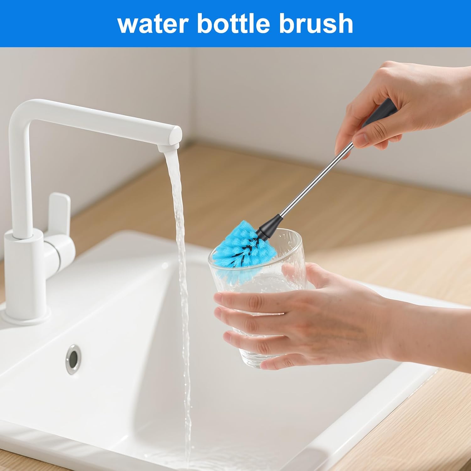 Water Bottle Brush, 15-inch Long, Bottle Brush Cleaner, Bottle Scrubber, Kitchen Scrub Brush