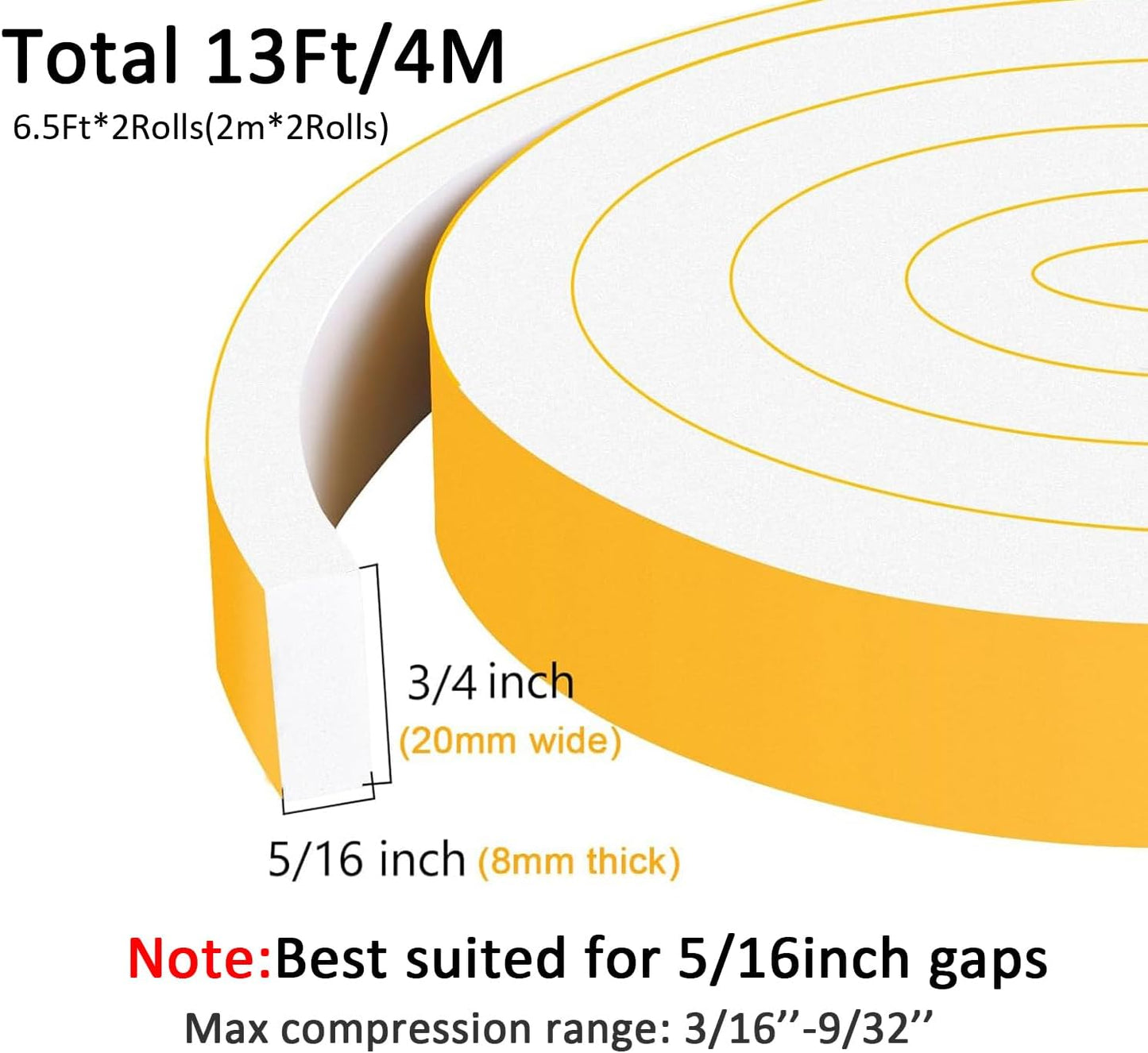 White Weather Stripping, Strong Self Adhesive Weather Stripping Door Seal for Doors and