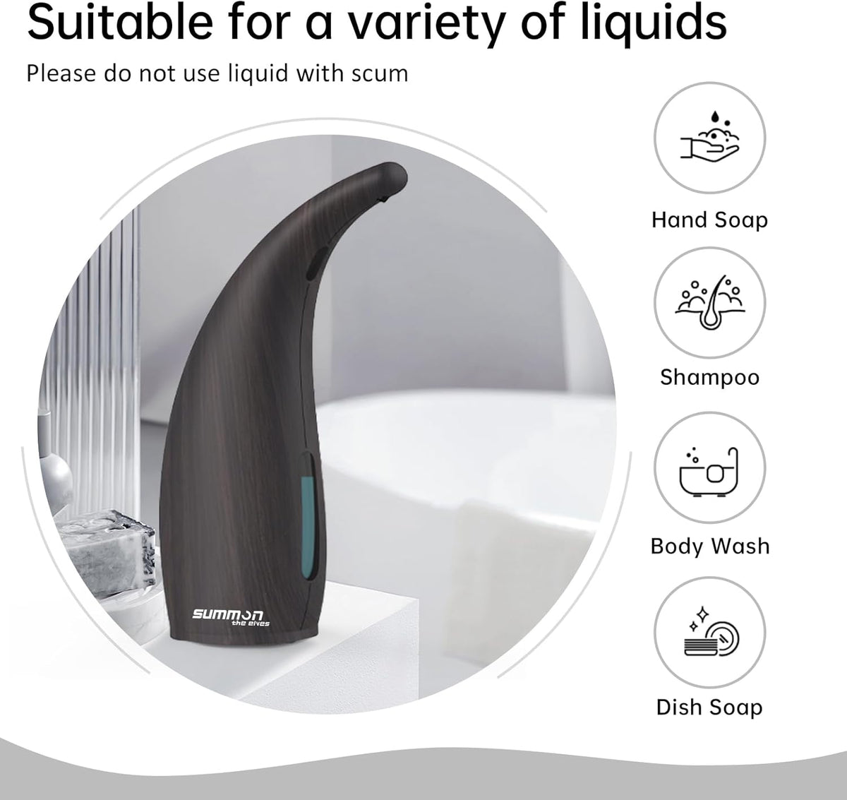 Automatic Soap Dispenser Touchless,400ML Hand & Dish Countertop Electric Liquid Dispenser with