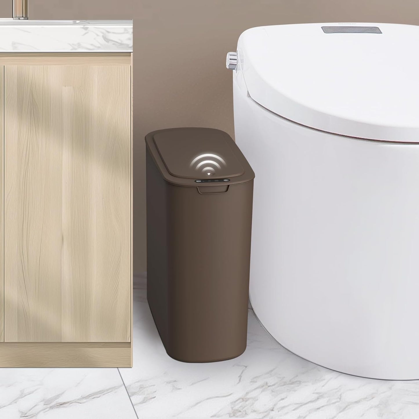 Cesun Automatic Motion Sensor Bathroom Trash Can with Lid, 2.6 Gallon Touchless Trash Bin, Smart