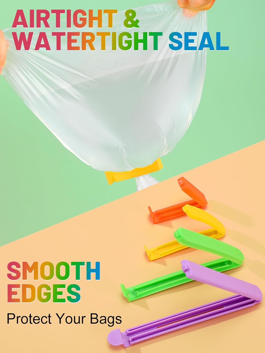 60 PCS Colorful Chip Clips - 4 Sizes Good Sealing Bag Clips for Food Snack Storage, Keeps Coffee
