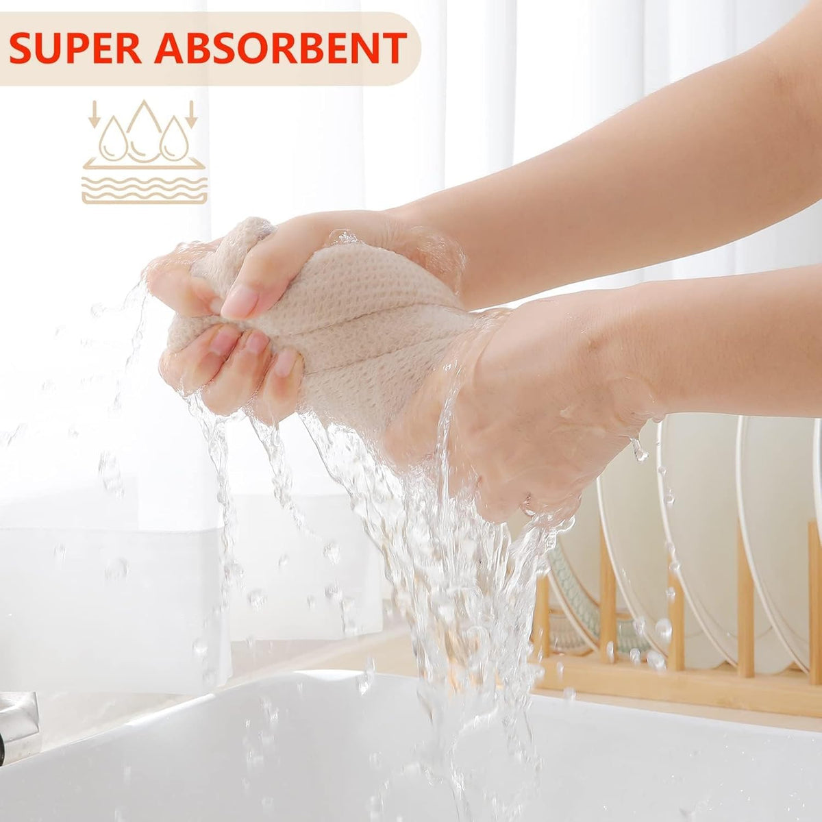Homaxy 100% Cotton Waffle Weave Kitchen Dish Towels, Ultra Soft Absorbent Quick Drying Cleaning